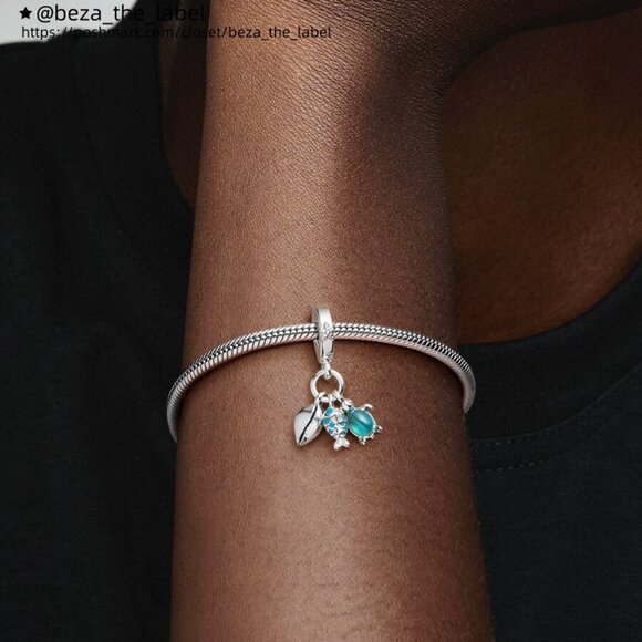 Pandora Fish, Sea Turtle & Conch Triple Dangle Charm - Picture 2 of 2